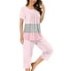 thumbnail image 1 of Sexy Pijama Conjunto para las Mujeres, Cuello Redondo Blusa de Manga Corta Y Pantalones, Traje de Moda Casual, 1 of 9