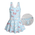 thumbnail image 6 of Tutolipy Pastel Bow Heart Pattern Girls One Piece Swimsuit with Skirt, Wide Straps Comfort Bathing Suit for Beach, Size 3-4 Years, 6 of 8