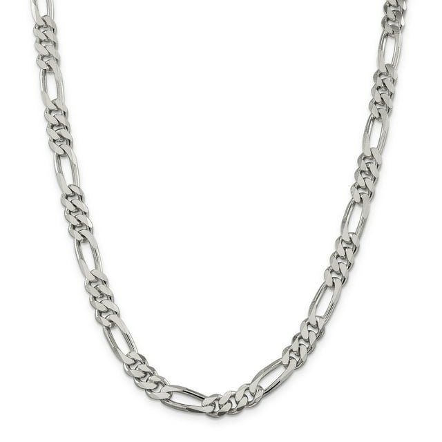 Sterling Silver 8mm Figaro Chain (Weight: 72.16 Grams, Length: 30 Inches)