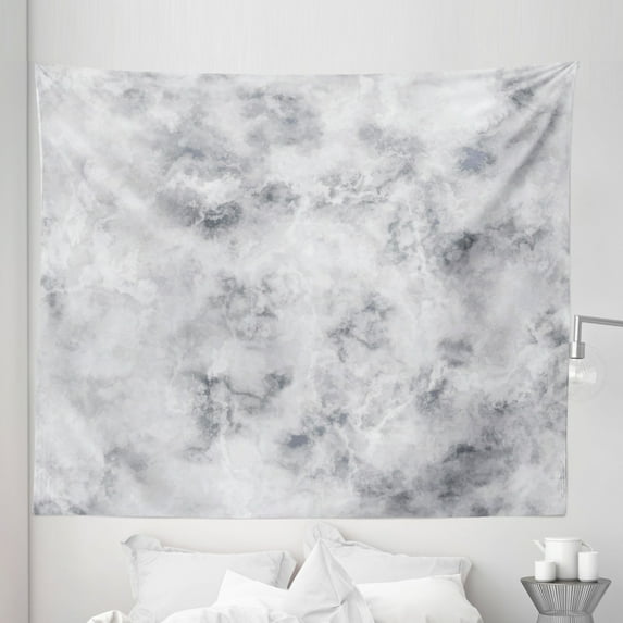 Marble Print Tapestry, Granite Surface Pattern Stormy Details Natural Mineral Formation, Fabric Wall Hanging Decor for Bedroom Living Room Dorm, 5 Sizes, Pale Grey Dust, by Ambesonne