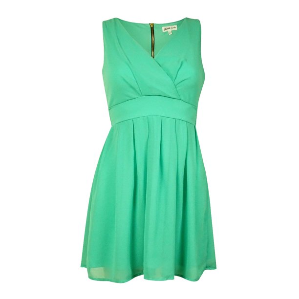 Emerald Sundae - Emerald Sundae Juniors' V-Neck Belted Chiffon Dress (3 ...