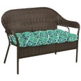 thumbnail image 4 of Jordan Manufacturing 44" x 18" Adonis Capri Teal Geometric Rectangular Tufted Contoured Outdoor Wicker Settee Bench Cushion, 4 of 13