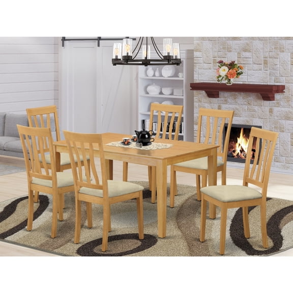 Dinette Set 7 Piece - Dining Table with 6 Chairs - Kitchen Table Set - Modern Design