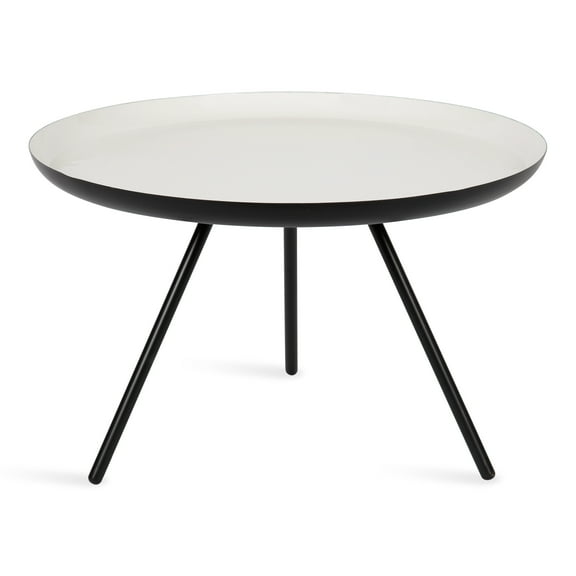 Kate and Laurel Laranya Modern Metal Coffee Table, 25 Inch Diameter, Black and White, Decorative Round Coffee Table for Display and Storage