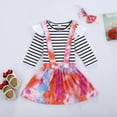 thumbnail image 2 of Kiplyki Baby Set Newborn Girl Long Sleeve Stripe Tops+Tie-Dye Suspender Skirt+Headband Set, 2 of 8
