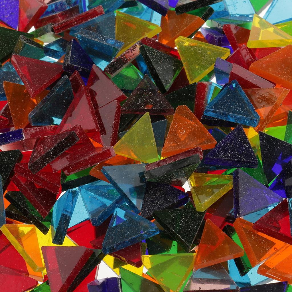Colorful Mosaic Tiles - 480g of Stained Glass Mosaic Tile Supplies Translucent for crafts, , Picture Frames, Flowerpots, Jewelry, 3 Shapes