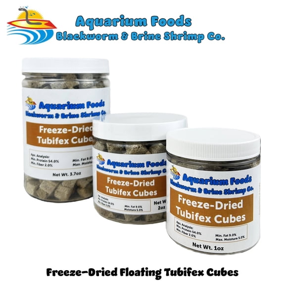 Tubifex Worms - Freeze-Dried Tubifex Worm Cubes for Discus, Cichlids, Koi & Pond Fish, Aquatic Turtles, All Tropical & Marine Fish - 1oz Sm Round Jar