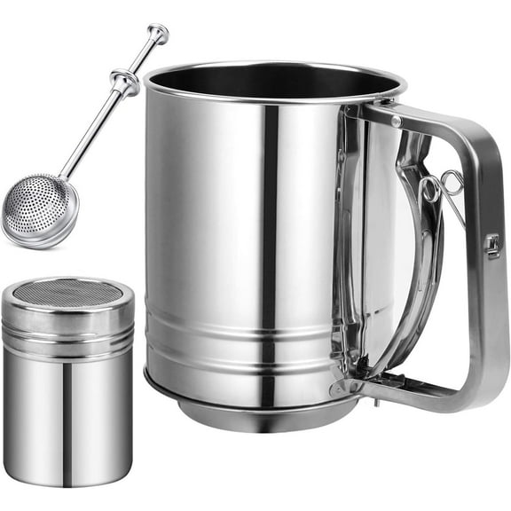 Flour Sifter for Baking Cake,Flour Sifter Stainless Steel 3Cup and Flower Sifter