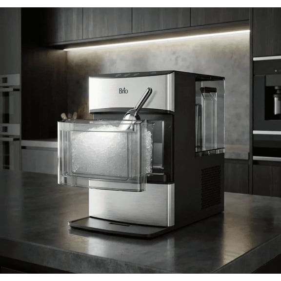 Brio Countertop Nugget Ice Maker, 44 lb, Silver