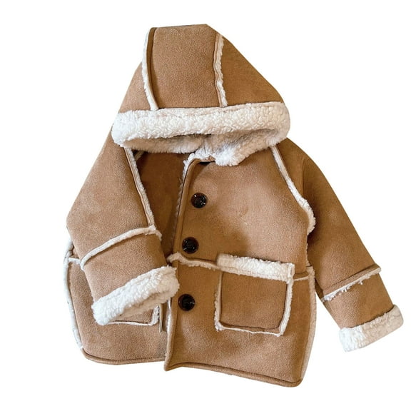 XXWXYD Girls Faux Leather Jacket with Faux Fur Fleece Lined Parka, Winter Thick Warm Coat Button Up Outerwear for Kids, Cozy Heavy Duty Windproof Cold Weather Fashion