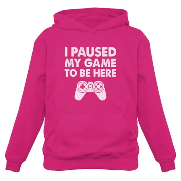 Tstars - I Paused My Game To Be Here Funny Gift For Gamer Women Hoodie XX-Large Pink