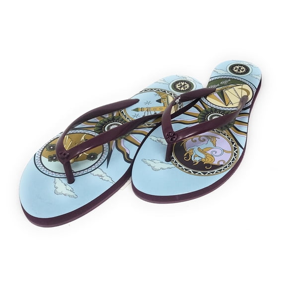 Tory Burch Women's Chelsea Flip Flops (144177) in Blue Sundial - Sedona Wine, Size 7 US