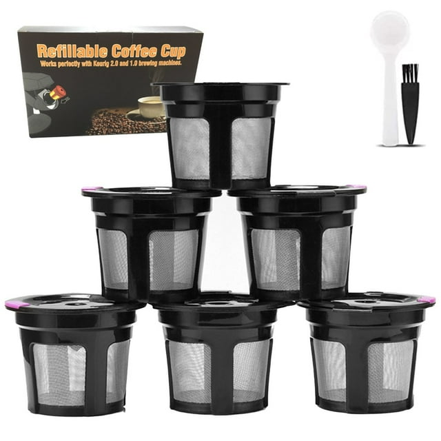 POINTERTECK 3/6 Pcs Filtres à Café à Portion Individuelle Réutilisables K Cups avec Maille en Acier Inoxydable 304 Capsule de Café Rechargeable Compatible avec la Plupart des Cafetières pour K-Mini et K-Compact