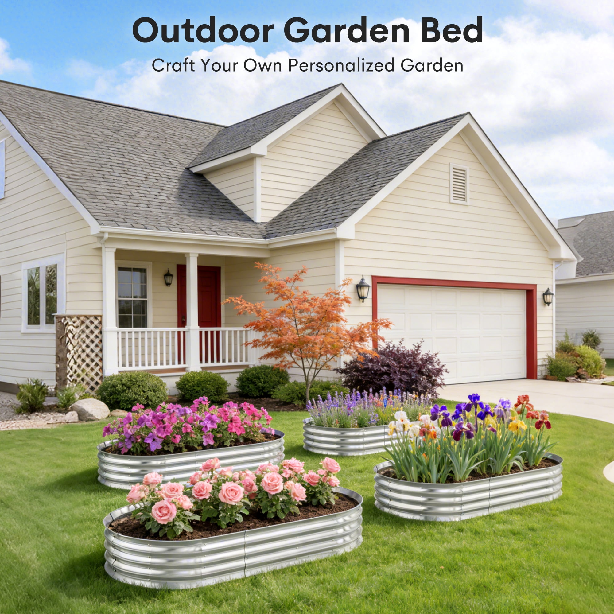 CityOut Raised Garden Bed Kit,4 Pack 4×2×1ft Raised Garden Boxes Outdoor for Vegetables and Flowers,Silver