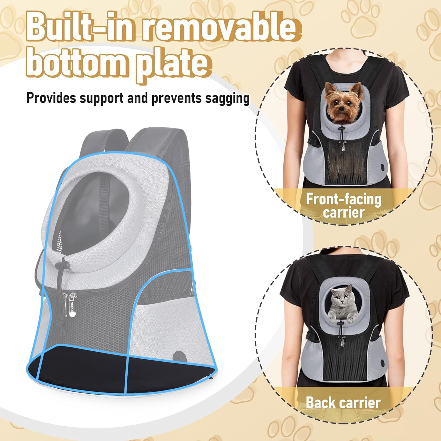 Pet Dog Carrier Backpack Small Dog Front Backpack Ventilated Mesh Dog Travel Back