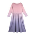 thumbnail image 4 of Abcomgle Girls Dresses Size 10-12 Casual A-Line Long Sleeve Girls Long Dresses Gradient Crew Neck Sundresses Flare Swing Skirt with Pockets,Pink, 4 of 5