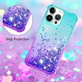thumbnail image 5 of Case for iPhone 16 Pro Max Case Girls Women,Liquid Glitter Shockproof Back Cover Soft TPU Bumper Silicone Slim Protective Cover for iPhone 16 Pro Max 6.9 inch Gradient Blue, 5 of 12