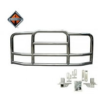 Large Model Deer Grille Guard Compatible for International Prostar (2008-2016) with Brackets - 90"x10-1/5"x40" Heavy Duty Polished Stainless Steel Grille Guard for Trucks