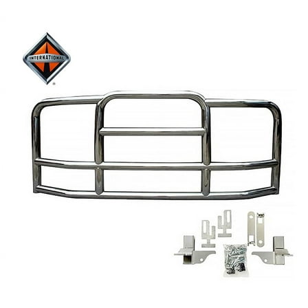 Large Model Deer Grille Guard Compatible for International Prostar (2008-2016) with Brackets - 90"x10-1/5"x40" Heavy Duty Polished Stainless Steel Grille Guard for Trucks