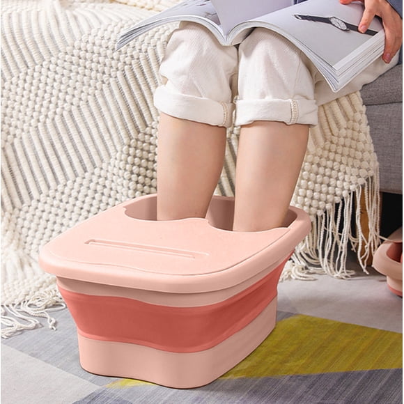 Dvkptbk Foldable Foot Bath Bucket with Handle and Lid, Portable Foot Bath Spa Bucket with Massage Acupoints, Portable Foot Bath Bucket, Foldable Spa Bucket for Foot Bubble Feet