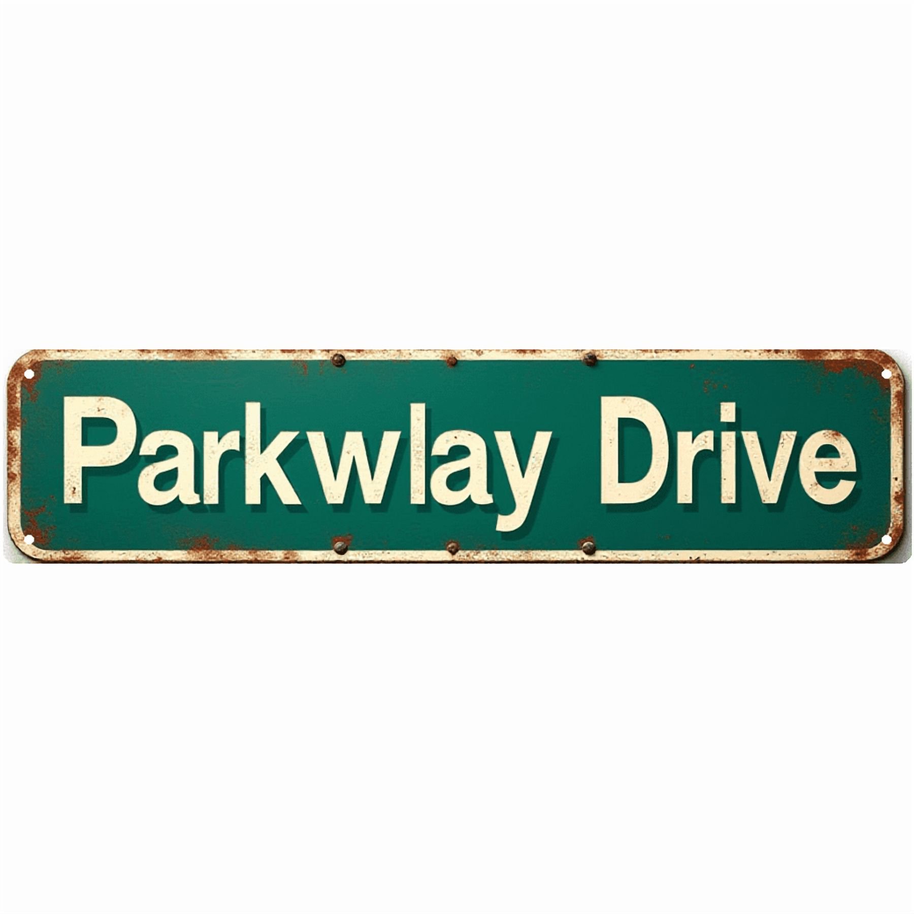 Decorative Tin Sign 16*4 Inch Parkwlay Drive Marker - For Family Room Yard Bedroom | family sign backyard signs for outside vintage bedroom decor