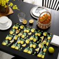thumbnail image 3 of Lemon Black Placemats Set of 6, Country Fruit Watercolor Farmhouse Plant Placemats for Dining Table, Place Mats for Kitchen Tabletop, Waterproof Wipeable Dining Table Mats Set, 3 of 9