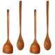 thumbnail image 1 of Juego de 2 o 4 utensilios de cocina de madera: cuchara y espátula de mango extra largo de 16,5 pulgadas para cocinar cómodamente, construcción duradera y resistente., 1 of 7