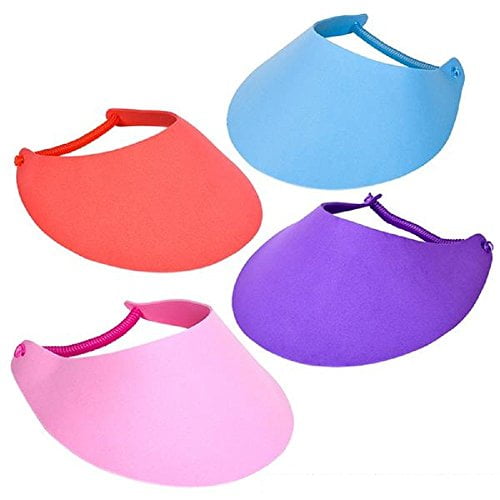 12 Assorted Color Foam Visors with Coil Bands