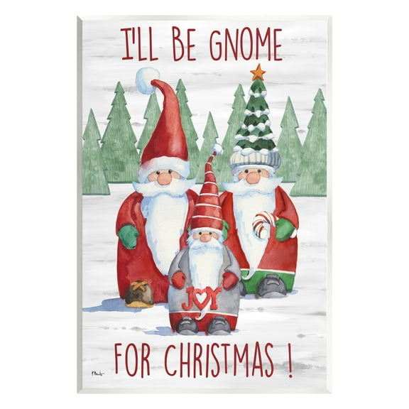 Stupell Industries Gnome For Christmas Phrase Holiday Painting Unframed Art Print Wall Art, 10 x 15