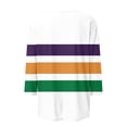thumbnail image 4 of Mardi Gras Shirts for Women 3/4 Sleeve Carnival Graphic Top, Crew Neck Casual Tee, Soft Loose Fit Parade Outfit for Festival Party, 4 of 5