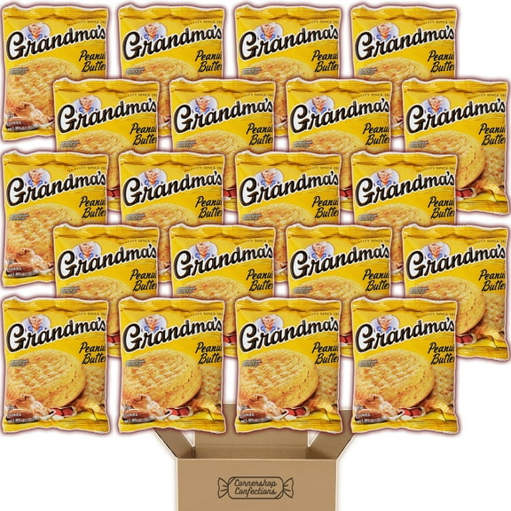 Grandma's Peanut Butter Cookies Bulk Pack - 20 Individually Sealed 2.5 ounce Bags, Each With 2 Large Cookies - For Birthdays, Lunchboxes, Work Snacks, Road Trips in Cornershop Confections Pack