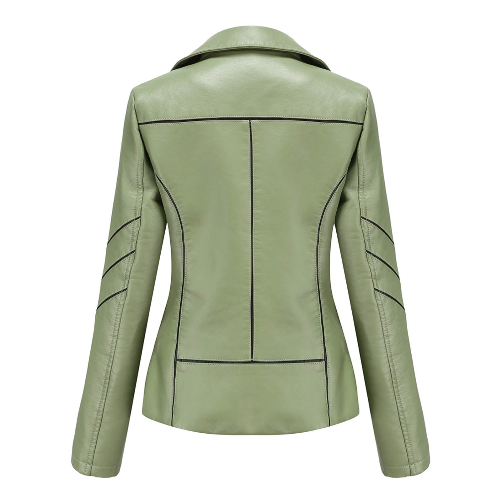 Fjofpr Womens Fall Clothing Womens Plus Size Faux Leather Jackets Long Sleeve Outerwear with Pockets Ladies Casual Solid Lightweight Zipper Coat