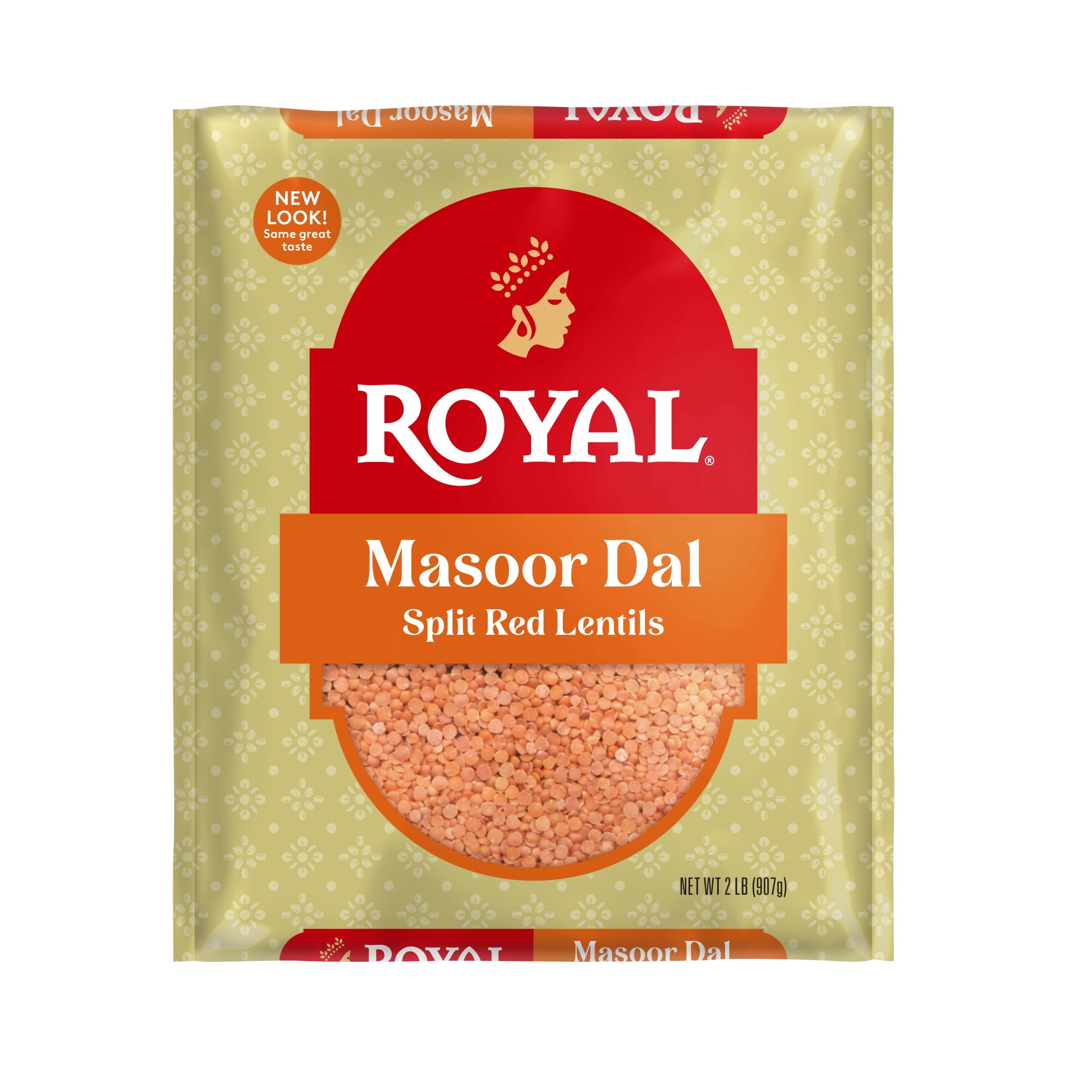 (2 pack) Authentic Royal Masoor Dal 2lbs (32oz) - Premium Split Red Lentils