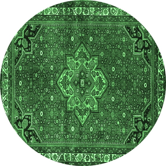 Ahgly Company Indoor Round Persian Emerald Green Traditional Area Rugs, 7' Round