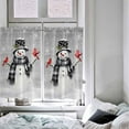 thumbnail image 4 of Grey Snowman Christmas Kitchen Curtain 2 Panels Curtains 45 Inch Length, Xmas Snowflake Birds Curtains Rod Pocket Curtains Window Drapes Treatment Window Cafe Curtains, 4 of 5