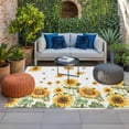 thumbnail image 2 of Orange Sunflower Outdoor Rug for Patio/Deck/Porch, Non-Slip Large Area Rug 3 x 5 Ft, Retro Country Bee Watercolor White Indoor Outdoor Rugs Washable Area Rugs, Reversible Camping Rug Carpet Runner, 2 of 8