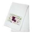 thumbnail image 1 of Louisiana, Typography and Icons (100% Cotton Tea Towel, Decorative Hand Towel, Kitchen and Home), 1 of 3