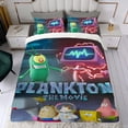 thumbnail image 4 of La Película de Plankton Conjunto de sábanas temático, trío de piezas, cómodo y amigable con la piel, diseño único, regalo de decoración para el hogar para familiares, amigos y fans,173cm *218cm, 4 of 6