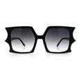 thumbnail image 4 of Womens Bat Wing Oversized Rectangular Plastic Fashion Sunglasses Black - Smoke, 4 of 7