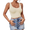 thumbnail image 1 of Top corto AURUZA con cuello en U sin mangas y espalda cruzada, beige M, 1 of 6