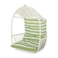 thumbnail image 3 of Primo Outdoor Wicker Hanging Chair with Cushion (Stand Not Included), White and Green, 3 of 11