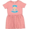 thumbnail image 3 of Inktastic Easter Jesus Loves Me with Cross and Flowers Girls Toddler Dress, 3 of 5