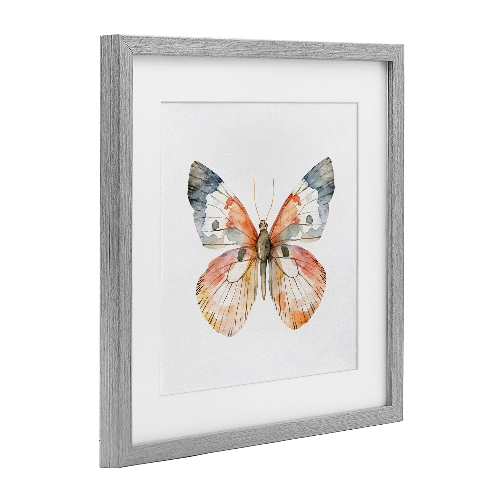 Stupell Industries Warm Watercolor Butterfly Gray Framed Print Under Glass, design by Kim Allen