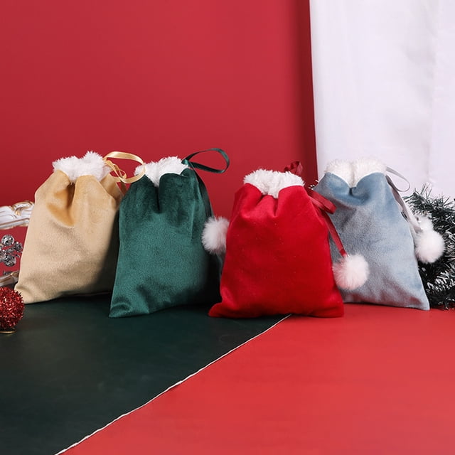 YAOMOBB Drawstring Bag for Christmas Gifts Reusable Drawstring Christmas Gift Packaging Portable Soft Present Pouch with Lovely Closure