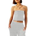 thumbnail image 2 of Conjunto de dos piezas Panadila para mujer, trajes de salón de verano a rayas, 2 of 6
