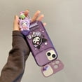 thumbnail image 3 of Sanrio Kuromi Kawaii Collapsible Phone Case for Iphone 11 12 13 14 15 Pro Max PLUS with Doll Pendants Ornaments Makeup Mirror, 3 of 15
