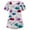 White, variant on Kayannuo Print Nursing Uniforms Scrub for Women Women Fashion Flower Print Short Sleeve Neck Tops Working Uniform Blouse Shirt
