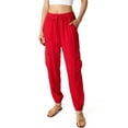 thumbnail image 4 of Black Label by C'est Toi Women's High Rise Cargo Woven Jogger Pants (Red, Large), 4 of 4