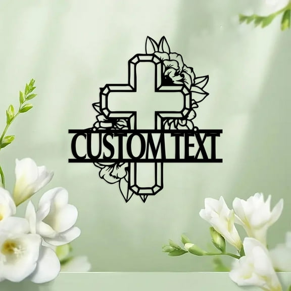 Custom Monogram Cross Metal Sign, Home Decor, Custom Cross, Religious Decor, Christian Decor, Monogram Faith Christian Metal