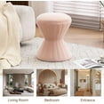 thumbnail image 6 of Multifunction Velvet Ottoman, Upholstered Vanity Stool Chair, Sturdy Round Footstool for Makeup, Living Room, Bedroom, Entryway (Pink), 6 of 14
